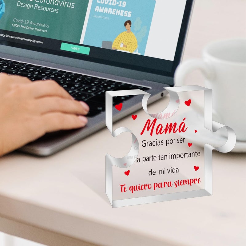 Yopyame Spanish Mom Birthday Gifts - Regalos para Mamá Decorative Acrylic Puzzle Plaque Keepsake Paperweights Gifts for Mom in Spanish Christmas Mothers Day Ideas Gifts for Mom from Daughter Son - Image 4